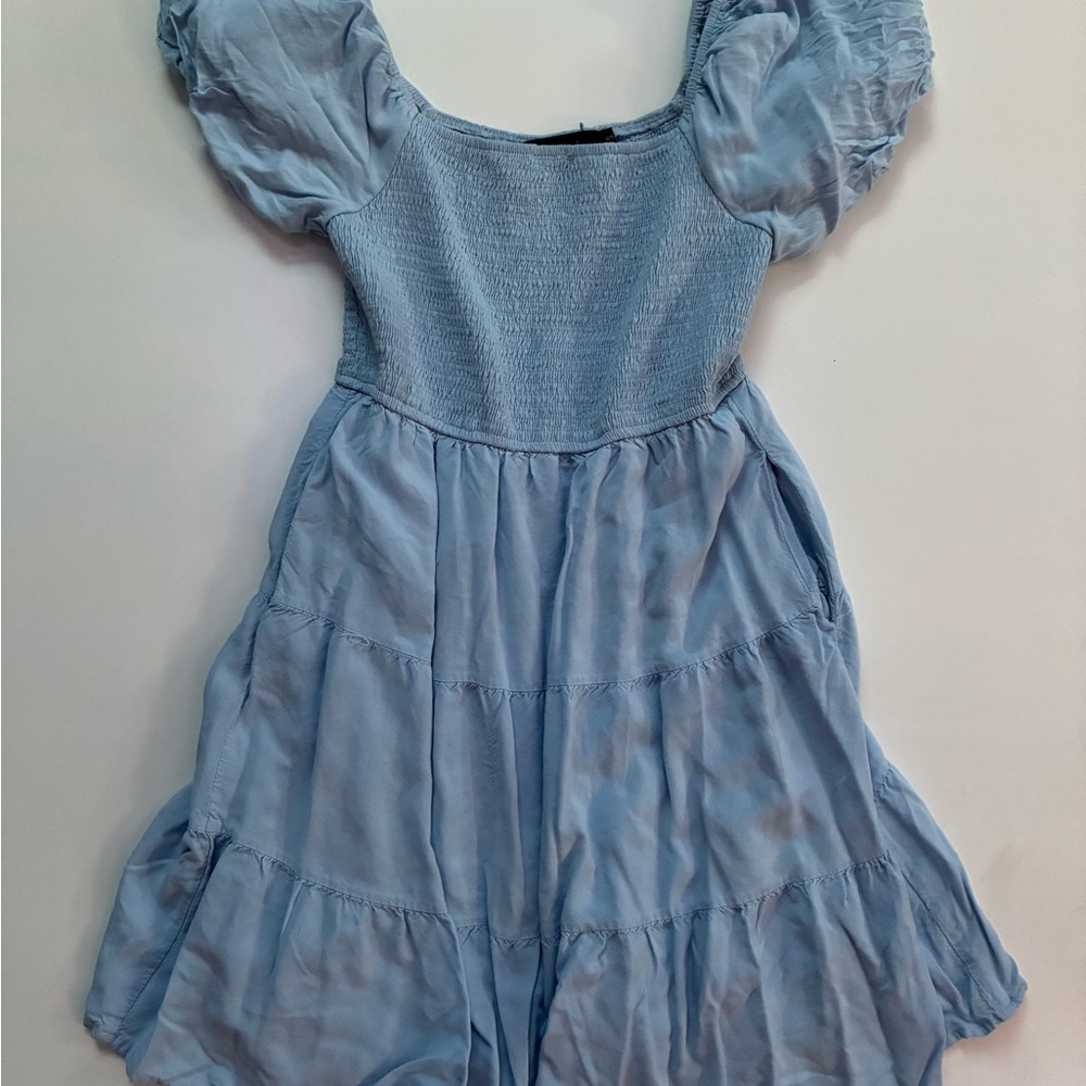 Elegant Light Blue Mini Dress